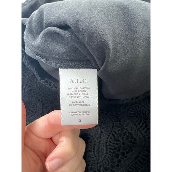 A.L.C. Elie Lace Wide Leg Trouser Pants Womens 2 / XS Eyelet Lace Black Capsule - Picture 8 of 13